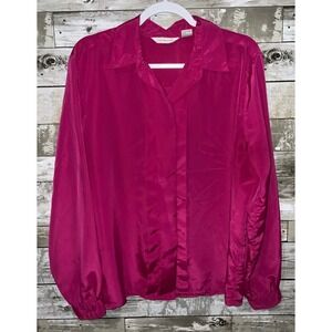 Jacobson's Womens Pink Collared Long Sleeve Button Front Blouse Size 18
